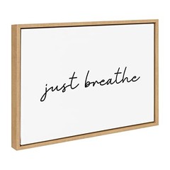 Sylvie Just Breathe Horizontal BW Framed Canvas Wall Art 18L” x 24W” Natural