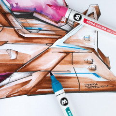 Molotow AQUA COLOR Brush Single Watercolor Ink Marker Graffiti Art Supplies