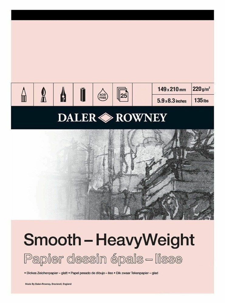 Daler Rowney Smooth Heavyweight 220gsm Cartridge Pad – A5