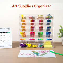 Acrylic Vertical Marker Organizer for 250 Markers with 21 Compartments, Clear An