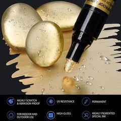 2pc Mirror Marker 2mm DIY Reflectiv Paint Pen Chrome Gold & Silver Liquid Marker
