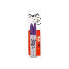 Sharpie Permanent Markers, Fine 2 Count (Pack of 1) Purple Standard Packaging