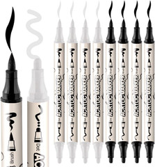4 Black and 4 White Paint Markers Brush and Bold Dual-Tip Acrylic Paint Marker S
