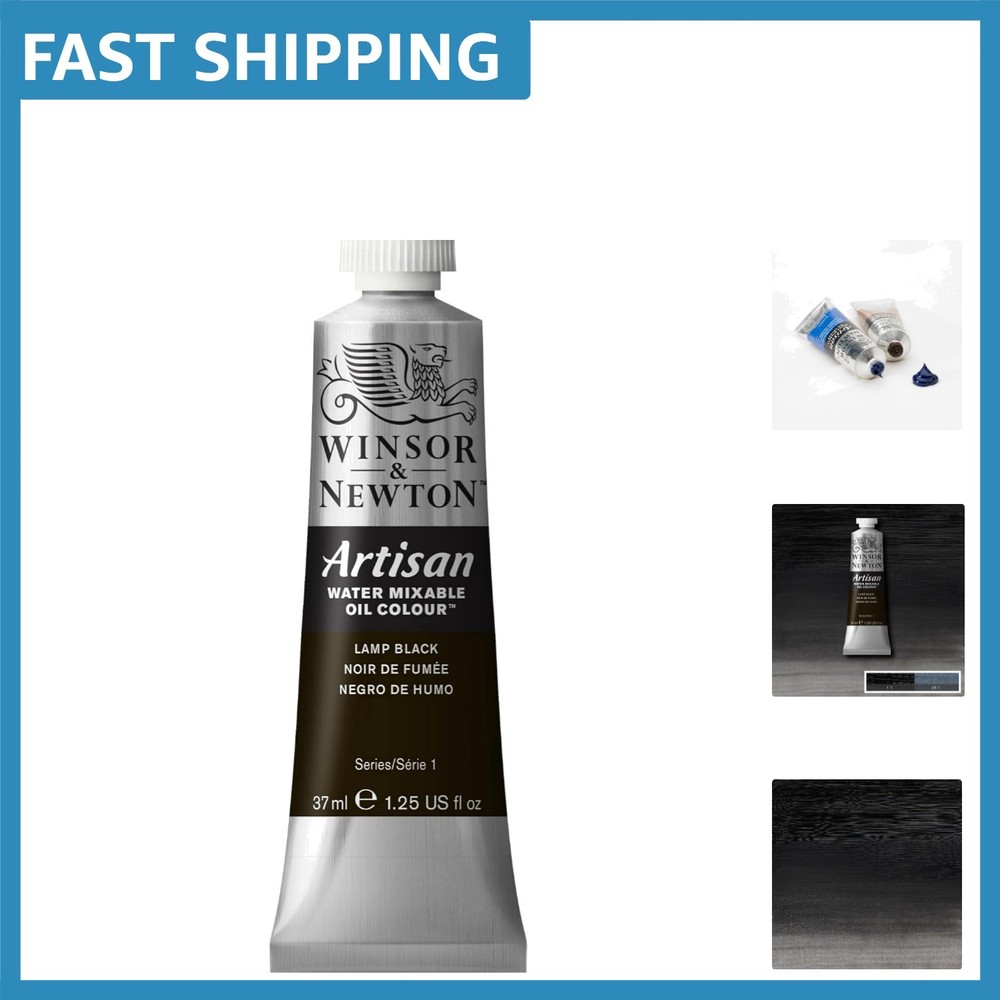 Versatile 1.25oz Lamp Black Water Mixable Oil Paint for Indoor & Outdoor Art