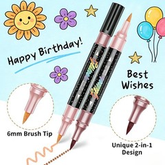 48 Colors Glitter Brush Markers Set, Dual Tip Metallic Shimmer Pens with Soft…