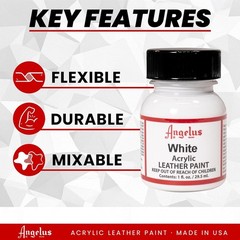 White Acrylic Leather Paint – 1 oz, Water-Based & Quick-Drying for DIY Projects