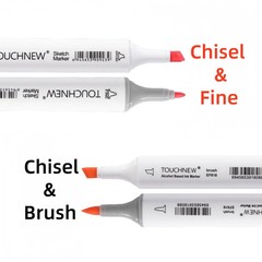 Touchnew Art Markers Set with Soft Brush, Dual Tip.