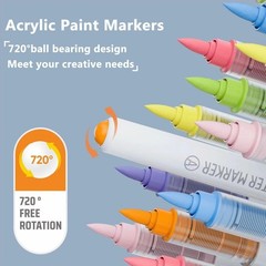 9 Colors Water Based Acrylic Paint Markers, Brush Felt Tip Acrylic Paint Pens