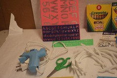 Crayons scissors pompom Pencils, glue gun , foamies google eyes Art Supplies Lot