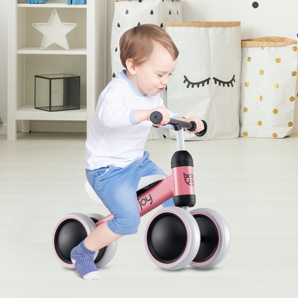 Baby Balance Bike for 2 Years Old Boys Girls No Pedal 4 Wheels-Pink