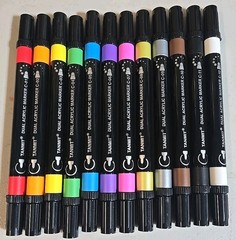 12 Colors Dual Tip Acrylic Paint Pens Markers, Premium Acrylic Paint Pens