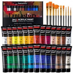 Vibrant 24 Color Acrylic Paint Set Professional High Pigment Artist Art Supplies