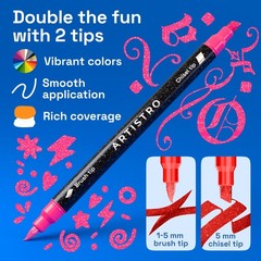 24 Sparkly Glitter Dual-Tip Paint Pens – Dazzling Markers with Acrylic Ink fo…