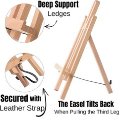 11 Inch Small Wooden Tabletop Easel for Painting, A-Frame Display Stand