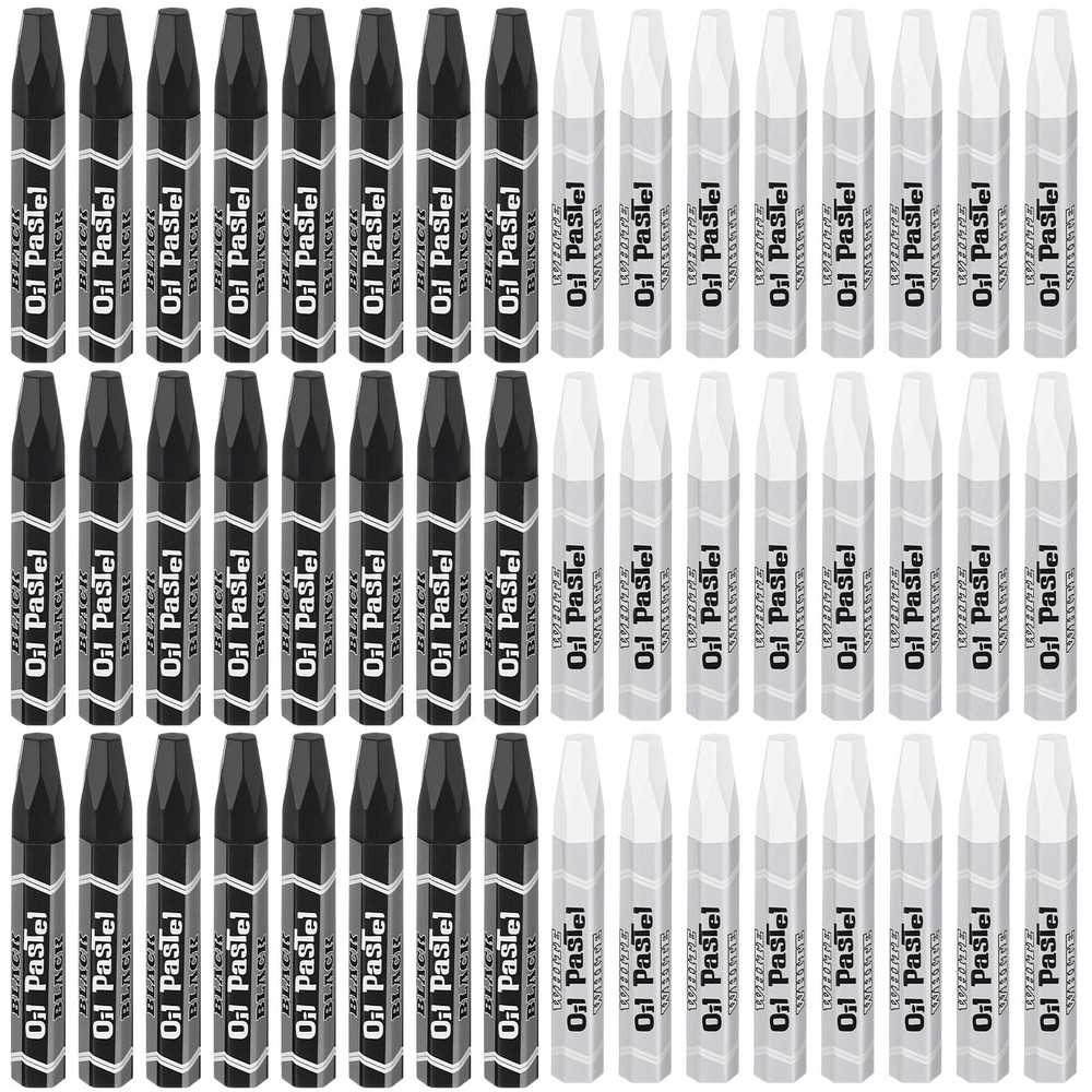 48 Pcs Black and White Soft Oil Pastels Bulk Artists Oil Crayons Single Color…