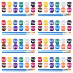 8 Pack Mini Acrylic Paint Set, 12 Colors Acrylic Paint Strips with 16 Brushes…