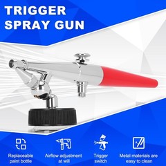 Single-Action Siphon Feed Spray Gun Kit Airbrush H-Set 3 Nozzles & 6-Foot Hose