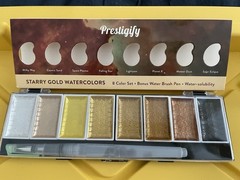 Prestigify Starry Gold Watercolor Set Multicolor 8 Colors with Brush Pen