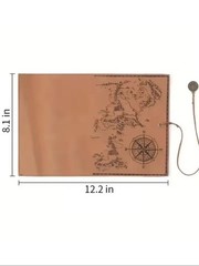 Dark Brown Pencil Case Makeup Case Leatherette Treasure Map Style Free Delivery