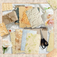 168 Sheets Embossed Scrapbook Paper 2 Sizes Floral Textured Decoupage Pad for DI