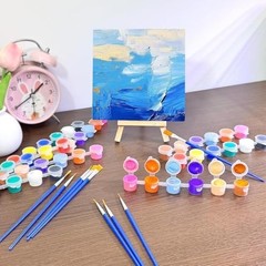 20 Pack Mini Acrylic Paint Set – 12 Color Strips & 40 Brushes for Kids & Adults,