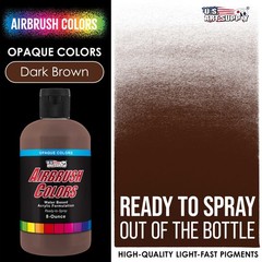US Art Supply 8-Ounce Opaque Dark Brown Airbrush Paint