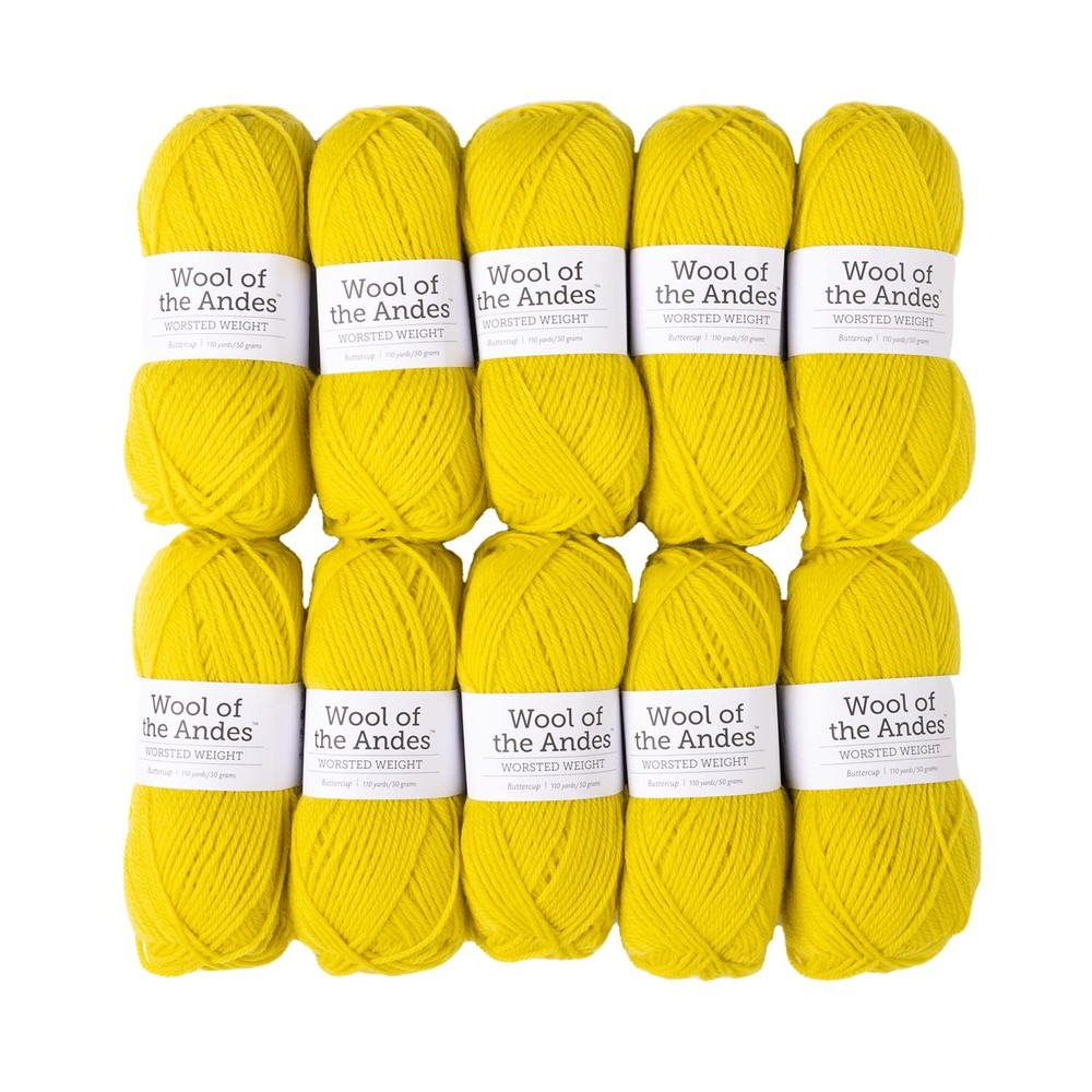 Wool Yarn Worsted Weight 100% 10 Balls Buttercup Knit Picks Andes Yellow Multi