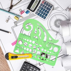SIQUK 9 Pieces Drawings Templates French Curve Geometric Green