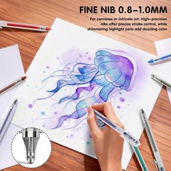 Glitter Pens, 48 Colors Glitter Pens Set, Retractable Sparkle Ink Pens for Co…