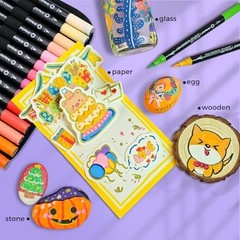 Artecho Acrylic Paint Markers 72 Colors with Bag, Acrylic Paint Pens with Brush