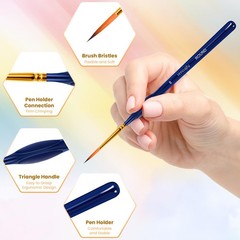 Hnncugty Miniature Paint Brushes Varies (0, 1, 2, 3/0, 4, 5/0, 6, 8), Blue