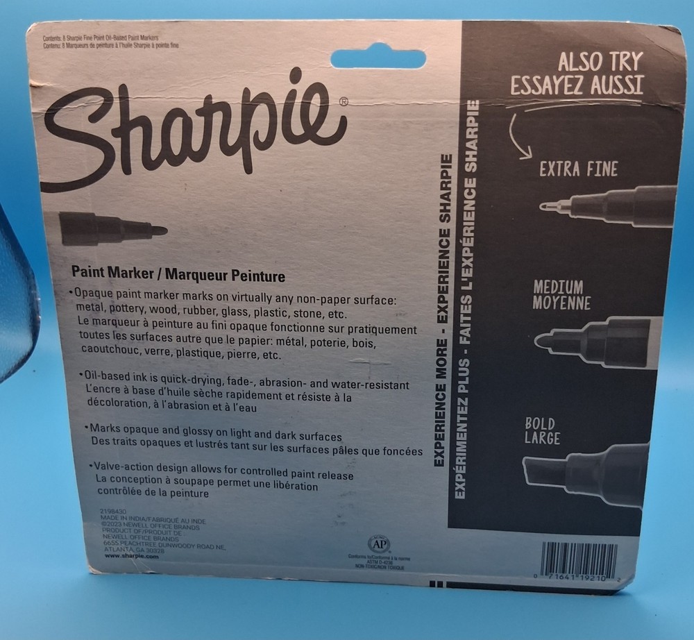Sharpie Oil-Based Paint Markers Fine Point Assorted Colors 8 Pack