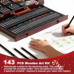 Juego de arte de lujo de 143 piezas, suministros de arte con 3 blocs de dibujo