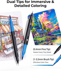 Markers for Adult Coloring Books No Bleeding, 60 Colors Coloring Markers with…