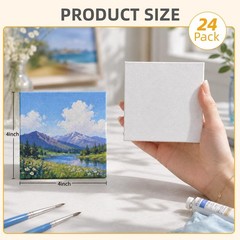 24 Pack 4×4 Inch Mini Blank Canvas for Painting, 100% Cotton Stretched Canvas…