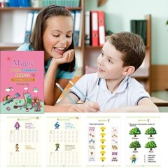 4X Magic Practice Copybook Magical Pen, Number Tracing Book Reusable Handwriting