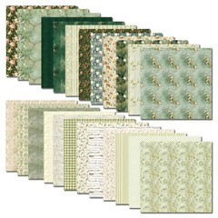 Green Floral Scrapbook Paper 24 Sheets 12×12 Double Sided for Card Making Album
