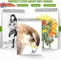 9″ X 12″ Sketch Book, 100 Sheets Top Spiral Bound Sketchbook with Acid-Free 68Lb