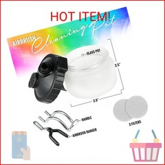 Airbrush Cleaning Kit – Airbrush Clean Pot Glass Cleaning Jar with Holder, 5pc C