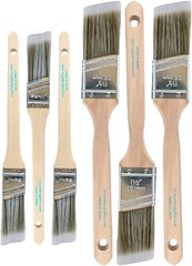 6-Pack Assorted Angle Paint Brushes – Stainless Steel and Flagged Bristles