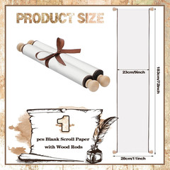 Epakh 1 Pcs Blank Scroll Paper with Wood Rods for Naughty or Nice List, Writing,