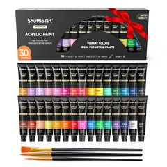 Shuttle Art Acrylic Paint Set, 30 x12ml Tubes Artist Quality Non Toxic Rich P…