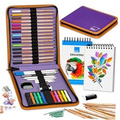 Drawing Travel Art Set – 60 sheets 6 x 8 Inches Drawing Pad,16 wood Colored