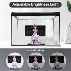 Portable Airbrush Spray Booth Foldable LED Lights Turntable Dual Exhaust Fans 16