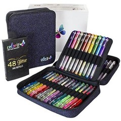 ColorIt Glitter Gel Pens for Adult Coloring Books 96 Pack – 48 Artist Glitter
