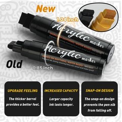 4 Pcs Jumbo Poster Markers, 2 Glod & 2 Silver 15 mm Thick Permanent Tip Acryl…