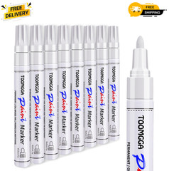 White Paint Pens Permanent Paint Markers – 8 Pack Oil Based Marking Pens, Medium