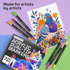48 Color Acrylic Paint Markers Dual Brush Tip Art Pens Set