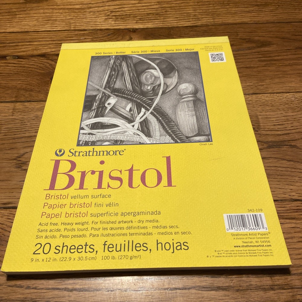 Strathmore 300 Series Bristol Vellum Pad 9×12 Inch Drawing Paper for Artists