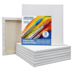FIXSMITH Stretched White Blank Canvas- 12×12 Inch,Bulk Pack of 8,Primed,100% Cot